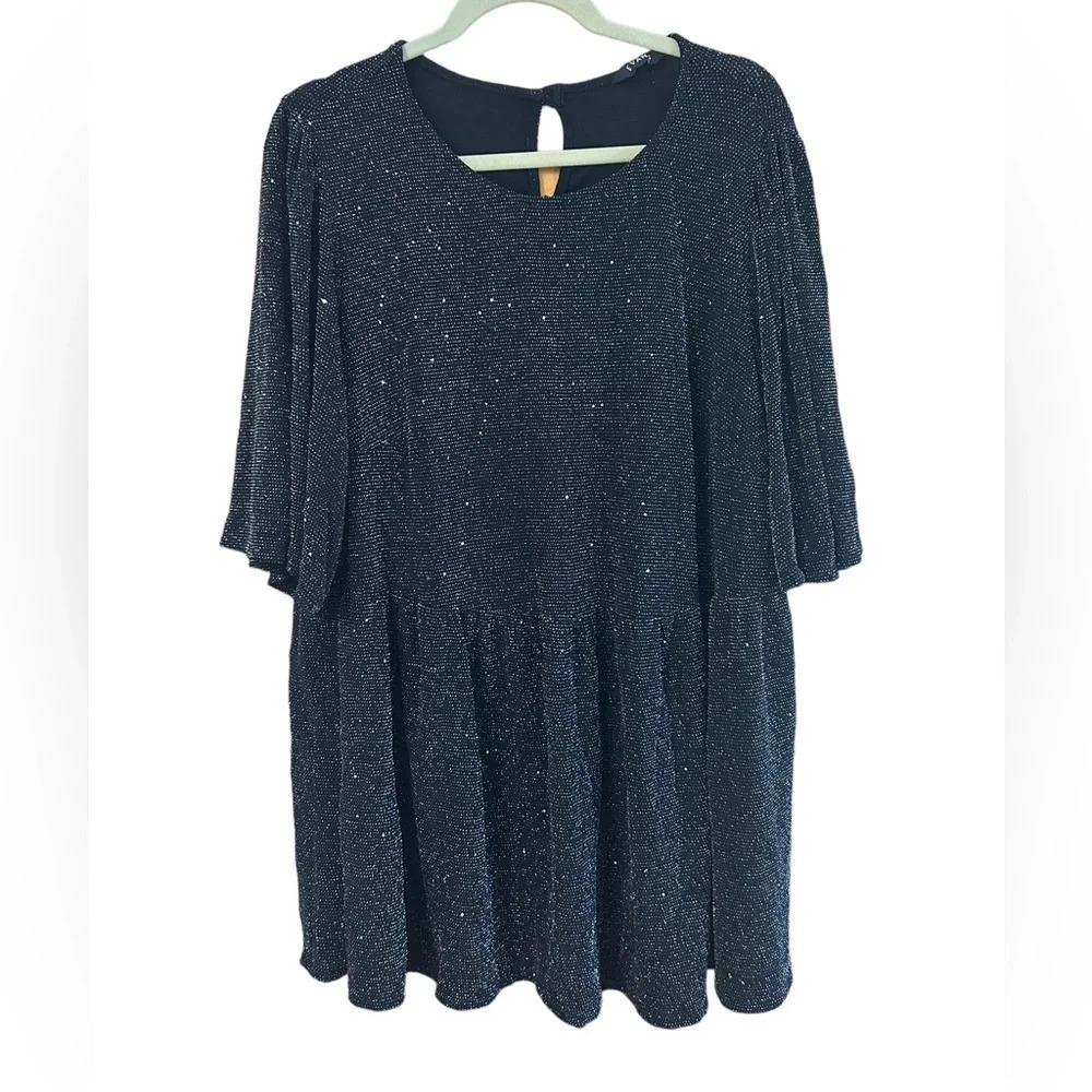 EVANS METALLIC BABYDOLL PLUS BLOUSE